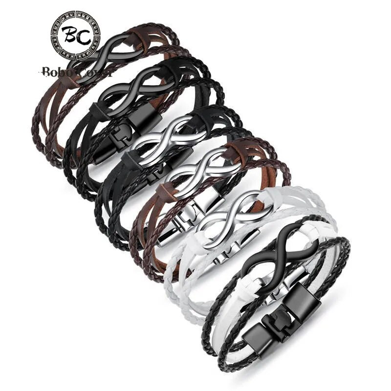 Modernas īstas melnas ādas apburošas rokassprādzes vīriešiem bezgalības pāra rokassprādzes un rokassprādze vīriešiem rotaslietas dāvanas sievietēm piegādes