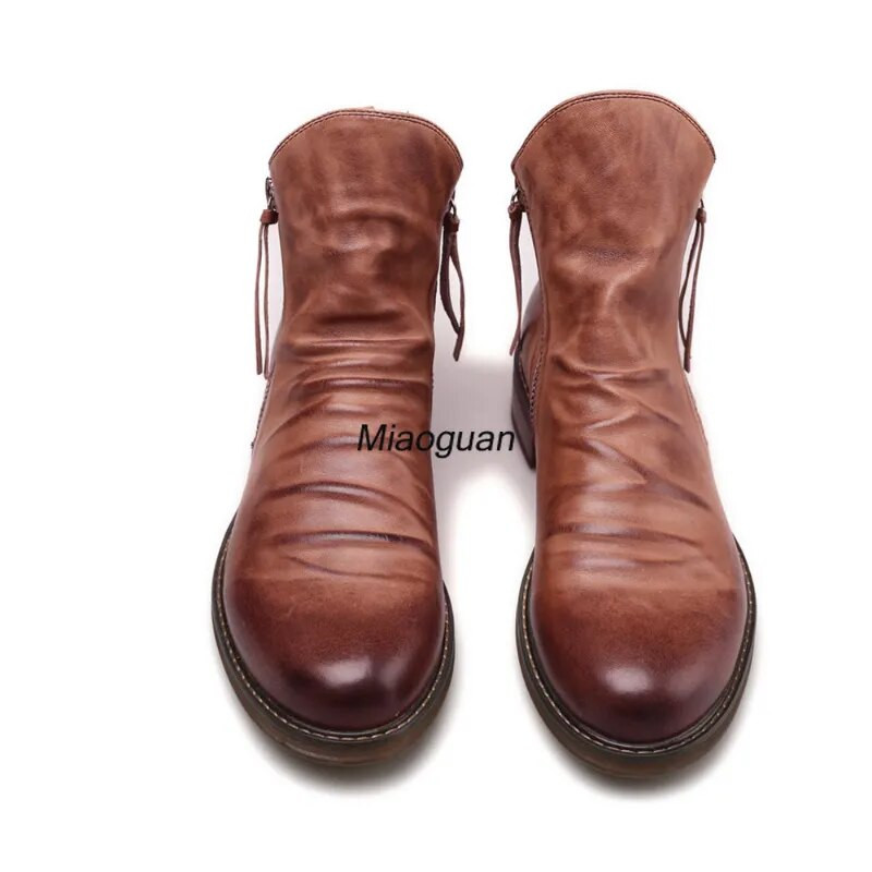 Férfi csizmák divatos Chelsea csizmák bőr bokacsizmák kétoldalas cipzáras csúszásmentes férfi cipők platformos csizmák Zapatos De Hombre