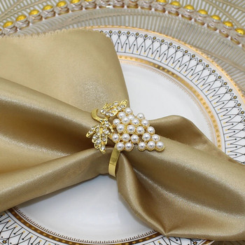Dvianna 6Pcs Pearl Δαχτυλίδι για χαρτοπετσέτα σταφύλια Δαχτυλίδια βάσης για πετσέτες φρούτων για Χριστουγεννιάτικο γαμήλιο δείπνο Διακόσμηση τραπεζιού HWP02