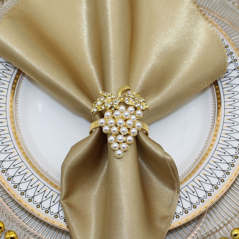 Dvianna 6Gb Pērļu salvešu gredzeni Vīnogas Augļu Salvešu Turētāja Gredzeni Ziemassvētkiem Kāzu Vakariņas Ballīte Galda dekors HWP02