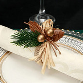 Ziemassvētku salvešu gredzeni sarkani puķu dvieļu sprādzes salvete sprādze Dabas džutas salvešu turētājs kāzu ballītes Ziemassvētku galda dekors