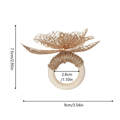 Ziemassvētku salvešu gredzeni sarkani puķu dvieļu sprādzes salvete sprādze Dabas džutas salvešu turētājs kāzu ballītes Ziemassvētku galda dekors
