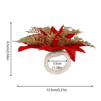 Ziemassvētku salvešu gredzeni sarkani puķu dvieļu sprādzes salvete sprādze Dabas džutas salvešu turētājs kāzu ballītes Ziemassvētku galda dekors