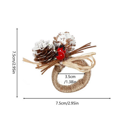 Ziemassvētku salvešu gredzeni sarkani puķu dvieļu sprādzes salvete sprādze Dabas džutas salvešu turētājs kāzu ballītes Ziemassvētku galda dekors