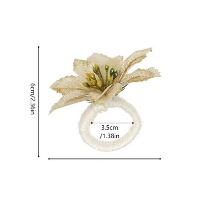 Ziemassvētku salvešu gredzeni sarkani puķu dvieļu sprādzes salvete sprādze Dabas džutas salvešu turētājs kāzu ballītes Ziemassvētku galda dekors