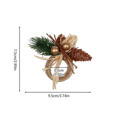 Ziemassvētku salvešu gredzeni sarkani puķu dvieļu sprādzes salvete sprādze Dabas džutas salvešu turētājs kāzu ballītes Ziemassvētku galda dekors