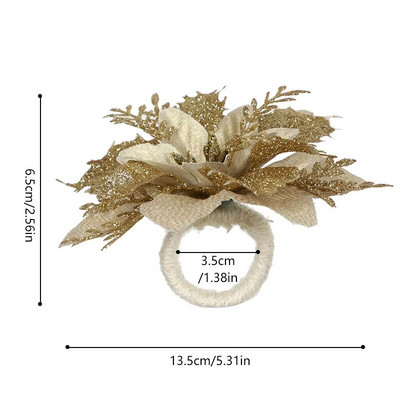 Ziemassvētku salvešu gredzeni sarkani puķu dvieļu sprādzes salvete sprādze Dabas džutas salvešu turētājs kāzu ballītes Ziemassvētku galda dekors