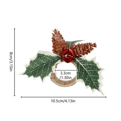 Ziemassvētku salvešu gredzeni sarkani puķu dvieļu sprādzes salvete sprādze Dabas džutas salvešu turētājs kāzu ballītes Ziemassvētku galda dekors