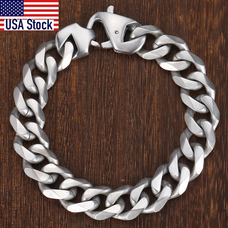 Modes 15 mm 316 L nerūsējošā tērauda rokassprādze vīriešiem, zēniem, matēta matēta sudraba krāsā, griezuma apmale Kubas saites ķēde Dropshipping HB468