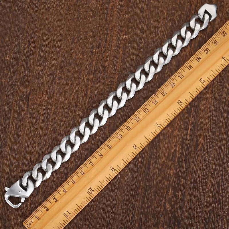 Modes 15 mm 316 L nerūsējošā tērauda rokassprādze vīriešiem, zēniem, matēta matēta sudraba krāsā, griezuma apmale Kubas saites ķēde Dropshipping HB468