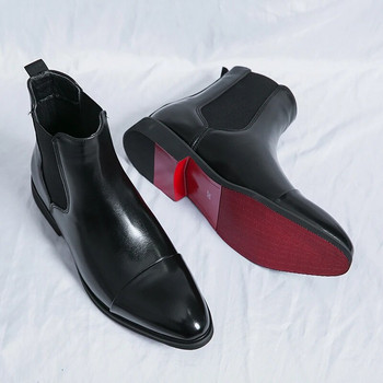 Ανδρικές μπότες Chelsea Ανδρικές μπότες κόκκινη σόλα Pu ankle Business Round Toe Ανδρικές μπότες Δωρεάν αποστολή Μέγεθος 38-46 Ανδρικά παπούτσια