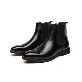 Ανδρικές μπότες Chelsea Ανδρικές μπότες κόκκινη σόλα Pu ankle Business Round Toe Ανδρικές μπότες Δωρεάν αποστολή Μέγεθος 38-46 Ανδρικά παπούτσια