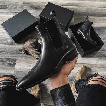Chelsea Boots Ανδρικά Μαύρα Καφέ Επαγγελματικά Κοντά Ανδρικά παπούτσια με Δωρεάν αποστολή Χειροποίητα Μποτάκια Zapatos Hombre