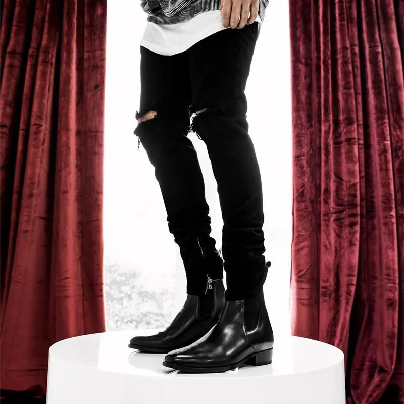 Chelsea Boots vīriešu melni brūni biznesa īsi apavi vīriešiem ar bezmaksas piegādi ar rokām darināti puszābaki Zapatos Hombre