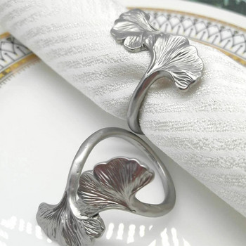 4 PCS Метални пръстени за салфетки, цветни листа Creative Pearl Flower Държач за салфетки за домашна трапезария Сватбено парти Декорация на маса