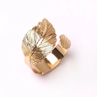 4 gab metāla salvešu gredzeni, ziedu lapu radošā pērļu ziedu salvešu turētājs mājas ēdamistabas kāzu svinību galda dekorēšanai