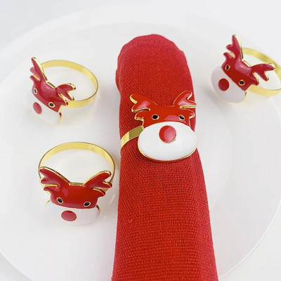 4 darab jávorszarvas karácsonyi szalvétagyűrű étkezőasztal terítéséhez Esküvői fogadás születésnapi vacsora dekorációhoz