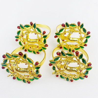 4 darab jávorszarvas karácsonyi szalvétagyűrű étkezőasztal terítéséhez Esküvői fogadás születésnapi vacsora dekorációhoz