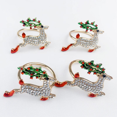 4 darab jávorszarvas karácsonyi szalvétagyűrű étkezőasztal terítéséhez Esküvői fogadás születésnapi vacsora dekorációhoz