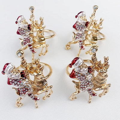 4 darab jávorszarvas karácsonyi szalvétagyűrű étkezőasztal terítéséhez Esküvői fogadás születésnapi vacsora dekorációhoz