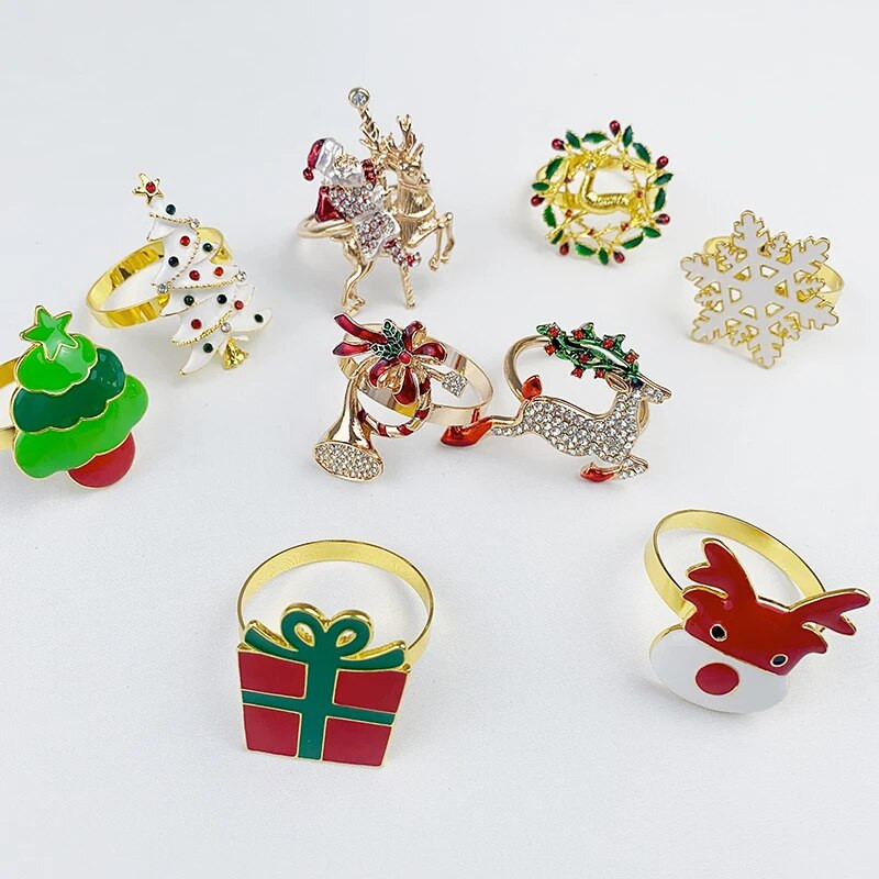 4 darab jávorszarvas karácsonyi szalvétagyűrű étkezőasztal terítéséhez Esküvői fogadás születésnapi vacsora dekorációhoz