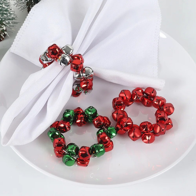 4 τεμ Χριστουγεννιάτικο μεταλλικό Νέο πολύχρωμο κουδούνι Δαχτυλίδι πετσέτας Σετ τραπεζαρίας Τραπεζαρία Κουζίνα Διακόσμηση Τραπεζιού Πόρπη για χαρτοπετσέτα