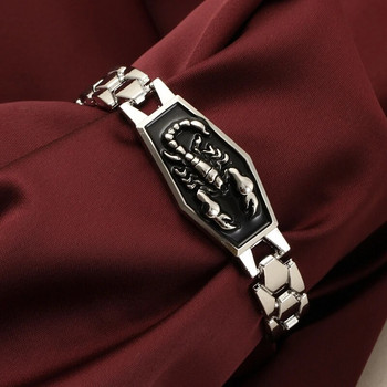 ZOSHI Метални гривни със сребърен цвят за мъже, пънк Стоманени гривни и гривни с дизайн на скорпион Модерен маншет Pulsera