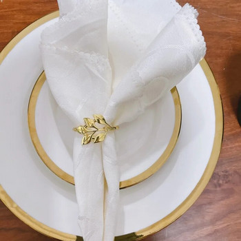 10PCS Пръстени за салфетки със златни листа Елегантен метален златен държач за салфетки Пръстени за салфетки за маса за рожден ден Сватба Декорация на маса за хранене