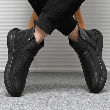 Есенни мъжки ботуши Chelsea Ботуши с приплъзване Водоустойчиви боти до глезена Ретро черни мъжки модни ботуши Мотоциклетни обувки Плюс размер 48
