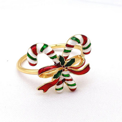 Salvešu auduma gredzeni Ziemassvētku turētāju galda dekorēšana Ziemassvētku metāls Sniegpārsla Ziemeļbriedis Kokosrieksts Kāzu banketu viesnīcu piederumi 2022