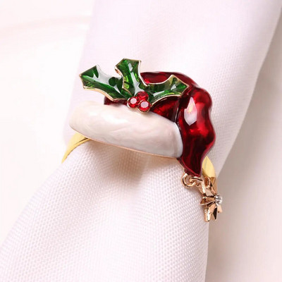 Salvešu auduma gredzeni Ziemassvētku turētāju galda dekorēšana Ziemassvētku metāls Sniegpārsla Ziemeļbriedis Kokosrieksts Kāzu banketu viesnīcu piederumi 2022