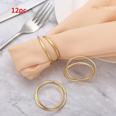6/12 τμχ Σταυρός 2-κύκλων Απλοί μεταλλικοί κρίκοι χαρτοπετσέτας Χρυσή θήκη για χαρτοπετσέτα Τραπεζομάντηλο Μεταλλική θήκη για διακόσμηση τραπεζιού γάμου