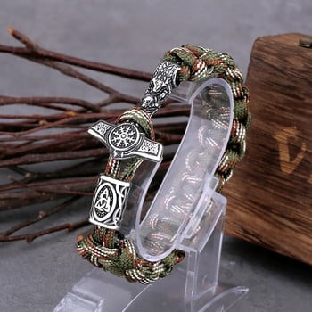 Νέο Μόδα Viking Thor\'s Hammer Βραχιόλι Vintage Πυξίδα Rune Ανοξείδωτο ανδρικό βραχιολάκι Hip-hop Punk Amulet