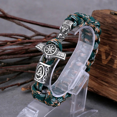 Jaunas modes Viking Thor āmurs rokassprādze Vintage kompass Rūna nerūsējošā tērauda vīriešu aproce Hip-hop panka amulets aksesuāri