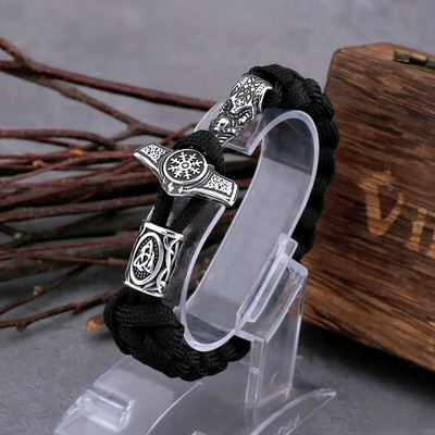 Jaunas modes Viking Thor āmurs rokassprādze Vintage kompass Rūna nerūsējošā tērauda vīriešu aproce Hip-hop panka amulets aksesuāri