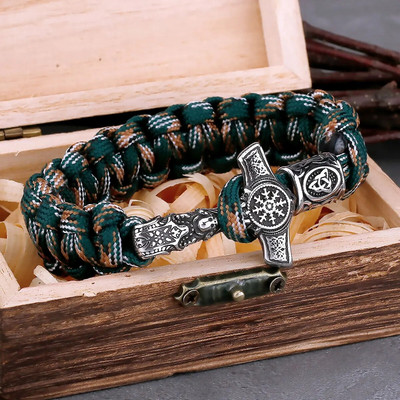 Jaunas modes Viking Thor āmurs rokassprādze Vintage kompass Rūna nerūsējošā tērauda vīriešu aproce Hip-hop panka amulets aksesuāri