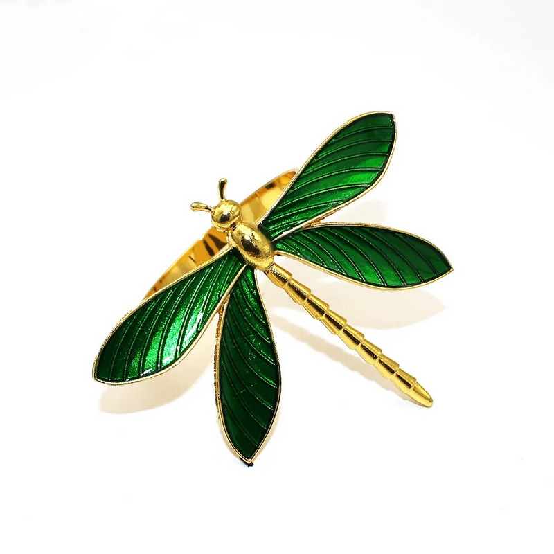 6Gb Dragonfly salvešu gredzens metāla kukaiņu salvešu turētājs kāzu dzimšanas dienai Valentīna dienai Ziemassvētku vakariņu galda dekors ERE104