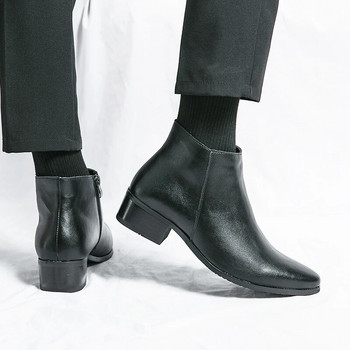 Μπότες Chelsea Δερμάτινα Ανδρικά Παπούτσια Αστραγάλου Νυφικό Επίσημο Ανδρικό Επιχειρηματικό Χειμώνα Ζεστό φερμουάρ Σόλα Αύξηση ύψους 5cm
