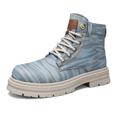 Τζιν ψηλές μπότες Chelsea Μπότες εργασίας Μαύρες μπότες πλατφόρμας Αθλητικά παπούτσια εξωτερικού χώρου Τζιν Μπότες μοτοσικλέτας Big Head Casual Ανδρικά παπούτσια