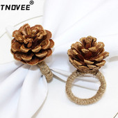 12 gab mākslīgie priežu čiekuri salvešu gredzeni ar rokām darināti salvešu turētājs Ziemassvētkiem rudens Pateicības ražas novākšanas rudens ballītes galda dekors