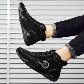 Ανδρικές μπότες Casual Leather Luxury ψηλά αθλητικά παπούτσια Luxury loafer παπούτσια για ανδρικά μποτάκια μοτοσικλέτας 2023 New In Footwear