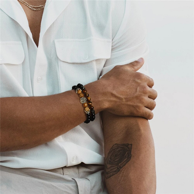 Sudraba krāsas Lauvas galvas rokassprādzes vīriešiem Melns Onikss Tīģera Acs Akmens Krelles Rokas Kronis Šarms Rokassprādze Modes Rotaslietas Plusera