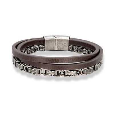 MKENDN Locomotive Meeste Punk Rock Kuuba Link Keti Käevõru Roostevabast Terasest Isased Vintage oksüdeeritud mustad Kvaliteetsed Nahast Ehted