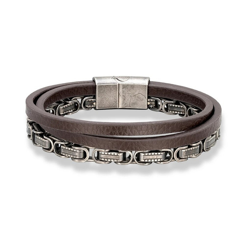 MKENDN Locomotive Meeste Punk Rock Kuuba Link Keti Käevõru Roostevabast Terasest Isased Vintage oksüdeeritud mustad Kvaliteetsed Nahast Ehted