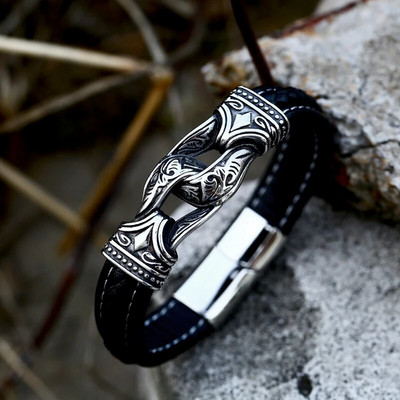 Beier uuendatud Viking Totem Rune käevõru Nordic Raytheon Hammer topeltpandlaga kvaliteetsed ehted LLBC-L034