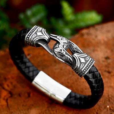 Beier uuendatud Viking Totem Rune käevõru Nordic Raytheon Hammer topeltpandlaga kvaliteetsed ehted LLBC-L034