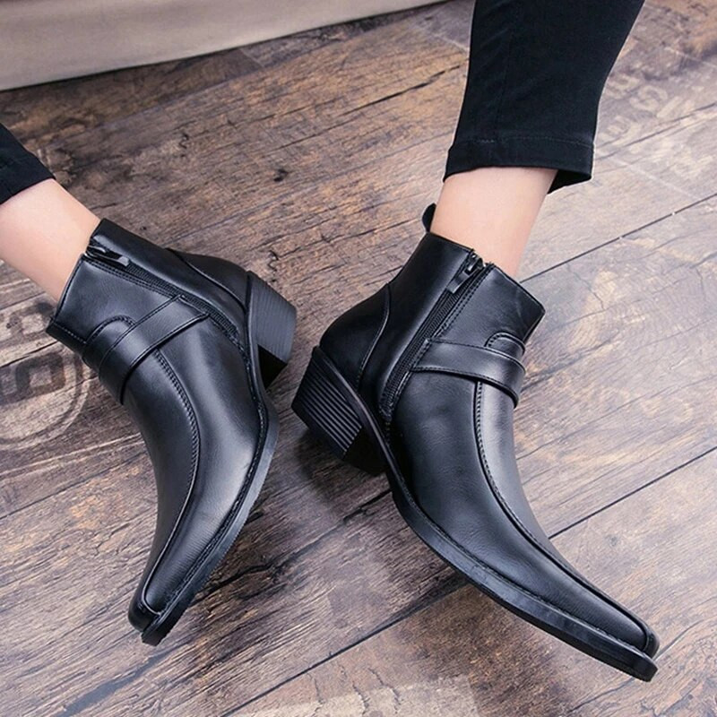 2023 új férfi retro Cowboy csizma bőr cipő Chelsea csizma hegyes orrú férfi csizma cipzáras férfi bokacsizma Őszi téli cipők