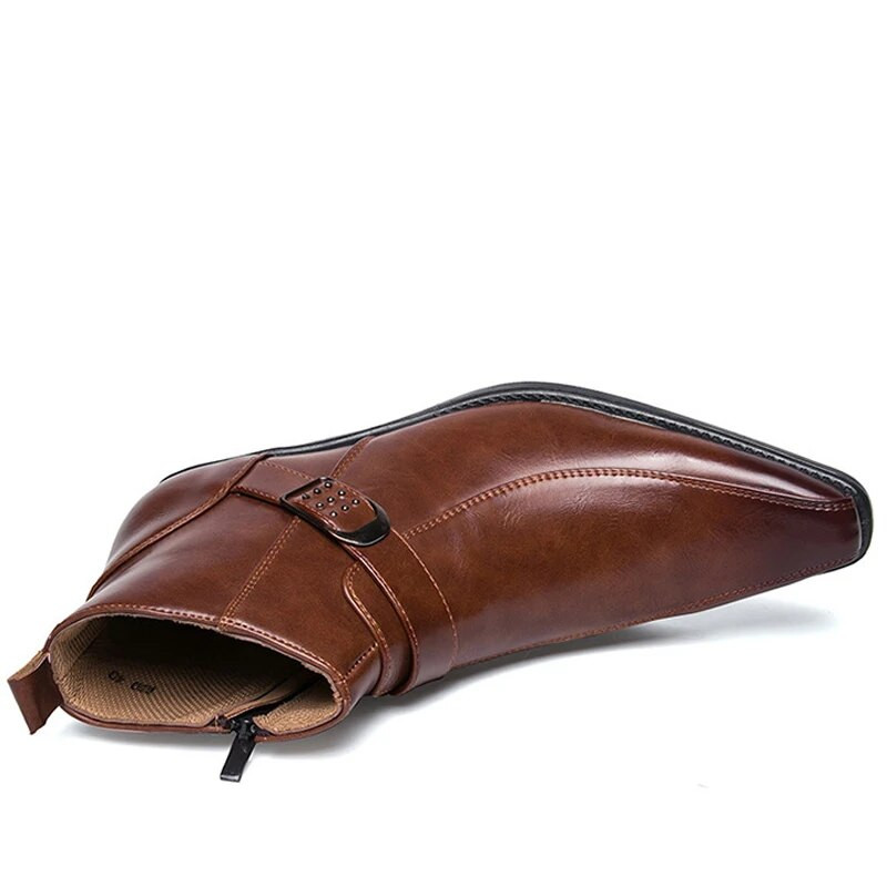 2023 új férfi retro Cowboy csizma bőr cipő Chelsea csizma hegyes orrú férfi csizma cipzáras férfi bokacsizma Őszi téli cipők