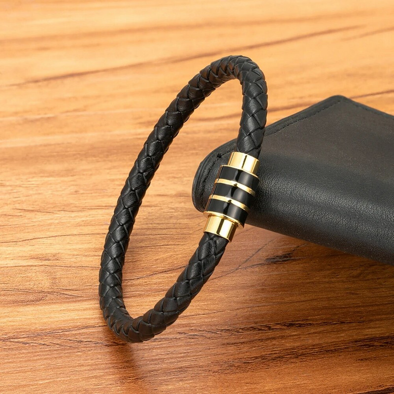 TYO vrhunske pletene kožne jednostavne muške narukvice Geomteric od nehrđajućeg čelika s magnetskom kopčom Nakit Dropshipping veleprodaja