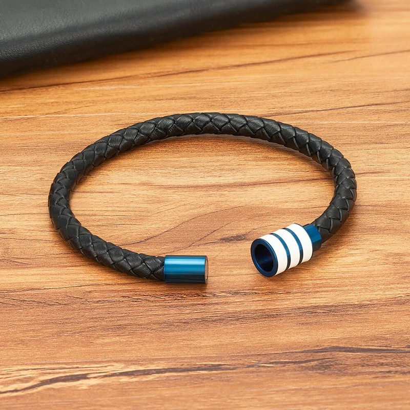 TYO vrhunske pletene kožne jednostavne muške narukvice Geomteric od nehrđajućeg čelika s magnetskom kopčom Nakit Dropshipping veleprodaja